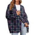thumbnail image 5 of dGslk Women’s Winter Snowflake Knit Cardigan Button Down Long Sleeve V Neck Sweater Casual Loose Fit Pullover Top Navy XL, 5 of 6