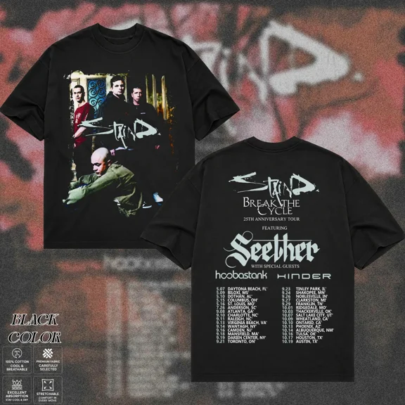 Staind Tour 2026 T-Shirt Break The Cycle 25th Anniversary Tee