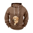 thumbnail image 3 of Ceisia Men's Loose Fit Hooded Sweatshirt with Large Pet Pocket & Puppy Print for Casual Wear Brown XXXL Gifts, 3 of 5