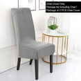 thumbnail image 3 of PiccoCasa 2 Pack Velvet Plush Chair Covers Stretch Spandex Seat Slipcovers, Pale Gray, Large, 3 of 8
