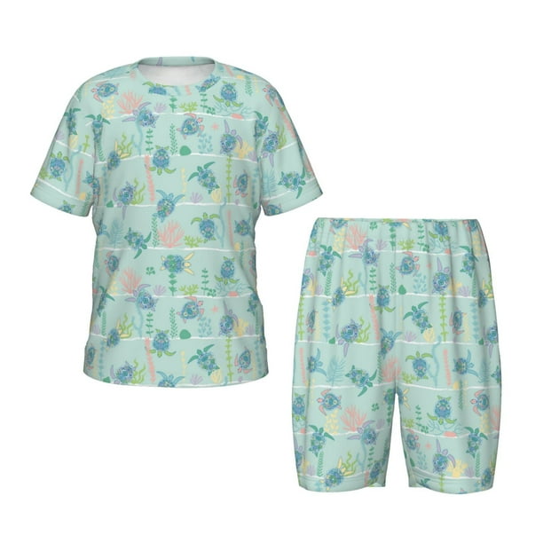 Balery Sea Turtle Conjunto de Pijama Infantil de Manga Corta con Estampado – Ropa de Dormir de Algodón Suave-Large