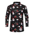 thumbnail image 1 of Mens Elk Print Christmas Shirts Single Breasted Travel Blouse Snowman Printed Tunic Shirt, 1 of 5