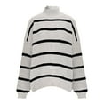 thumbnail image 4 of Qetyuw Crochet Knit Sweater for Women Striped Long Sleeve Turtleneck Pullover Jumpers Oversized Chunky Casual Sweaters, 4 of 7