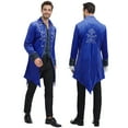 thumbnail image 4 of GYQMBT Men Medieval Steampunk Tailcoat Jacket Gothic Victorian Frock Coat Uniform Halloween Party Cosplay Gentleman Costumes, Blue, S, 4 of 9