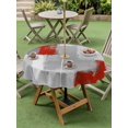 thumbnail image 4 of Outdoor Tablecloths with Umbrella Hole & Zipper, Red Grey Round Tablecloths 60 Inch, Abstract Geometric Color Block Oil Painting Waterproof Table Cloth, Patio/Pool/Picnic Table Covers, 4 of 8
