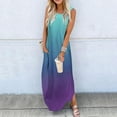 thumbnail image 2 of fartey Maxi Dress for Women Summer Gradient Print Baggy Comfy Sundresses Sleeveless Crewneck Pockets Lounge Vacation Dresses, 2 of 5