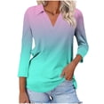 thumbnail image 2 of mfyjkho Tops Para Salir, Camiseta De Mujer Con Cuello En V, Solapa Y Manga 3/4 A Juego Tops Para Salir Xl, 2 of 5