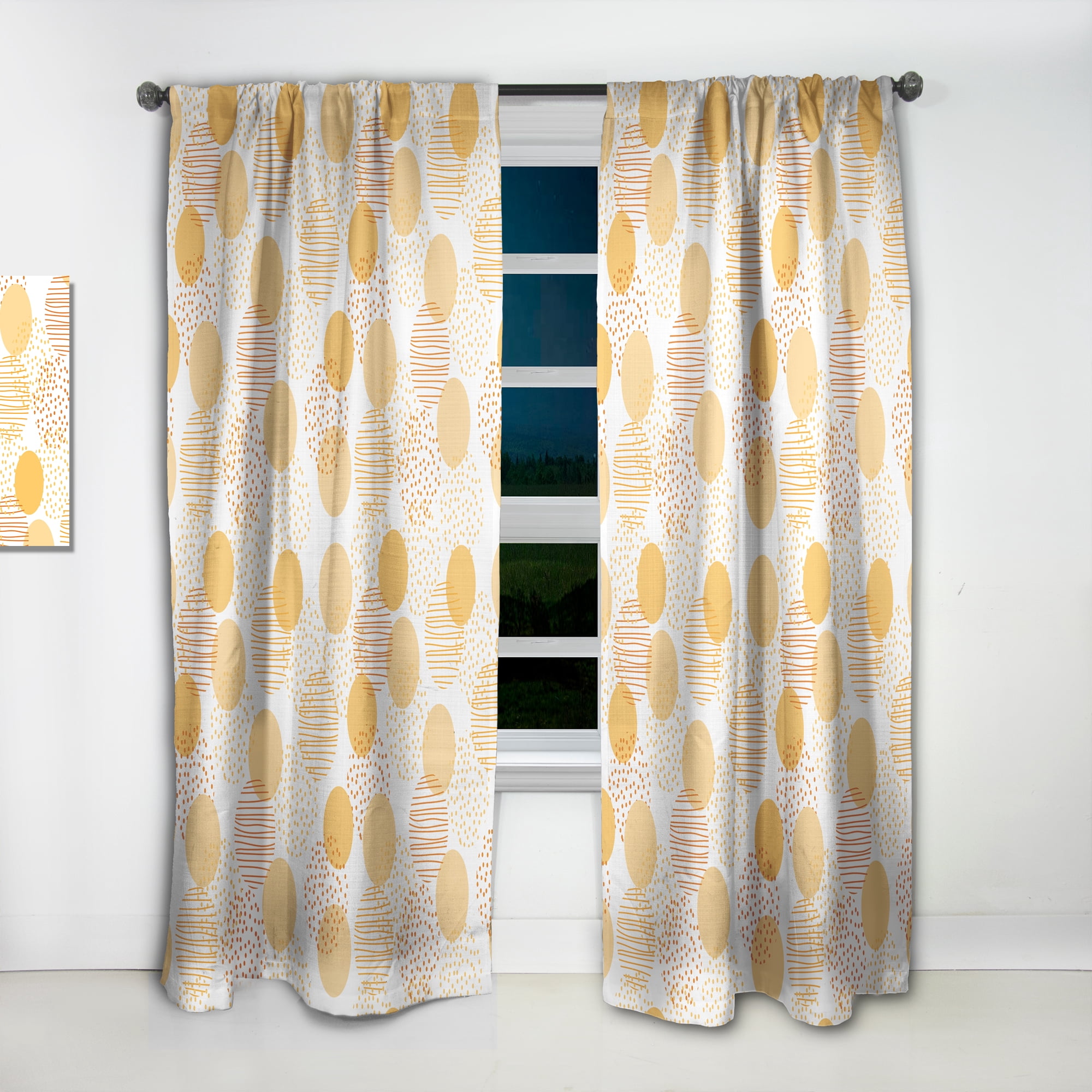 Designart 'Circular Abstract Retro Pattern Geometric IX' Mid-Century Modern Curtain Panel