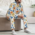 thumbnail image 7 of Picia Flower Pattern Men’s Long-Sleeve Sleepwear Set - Soft 2-Piece Loungewear with Pockets, Comfy PJs for Relaxing Nights-X-Large, 7 of 7