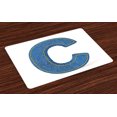 thumbnail image 1 of Ambesonne Letter C Place Mats Set of 4, Writing Systems Denim, Standard Size, Blue Yellow, 1 of 4