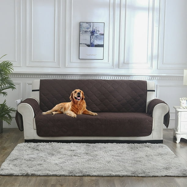 Funda de sofá reversible para perros y gatos | Protector de muebles impermeable con correas elásticas y varillas de espuma | 172 x 190 cm, gris, beige, café y negro