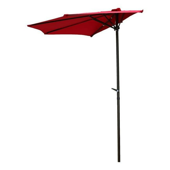 International Caravan YF-1147-2.7M-RR 9 ft. Half Round Wall Hugger Umbrella, Ruby Red