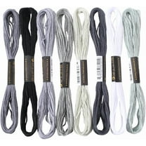 Gray 8 Skeins 6 Strands Grey Embroidery Thread Polyester Variegated Gradient Stitch Floss Threads Friendship Bracelets String Bulk for Jewelry Making Hand Sewing Knitting Stitching Crafts