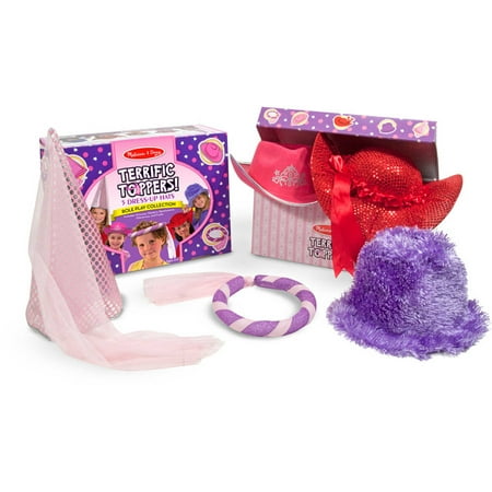 Melissa & Doug Terrific Toppers! Dress-Up Hats Role Play Costume Collection - 5 Fancy Headpieces