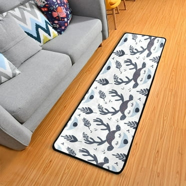 Sleep Deer and Leaf Hallway Runner Rug 2'X6' Non-Slip Washable Carpet Runner Kitchen Entryway Laundry Bedroom