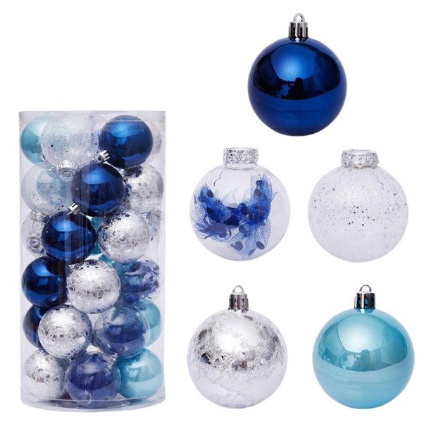 Bolas navideñas EZLIFE de Plástico Transparente 6 cm Irrompibles con Purpurina F4B3