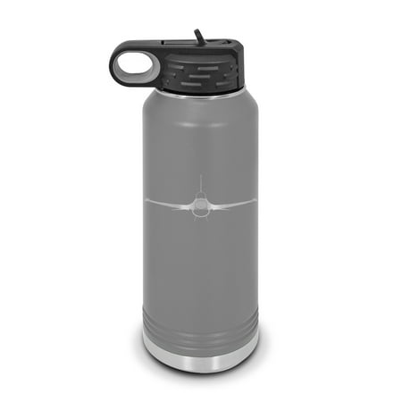 

F-16 Fighting Falcon Water Bottle 32 oz - Laser Engraved w/ Flip Top Removable Straw - Polar Camel - Stainless Steel - Vacuum Insulated - Double Walled - Drinkware Bottles - f16 fighter - Gray
