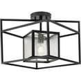 thumbnail image 4 of Progress Lighting Navarre 1-Light Matte Black Seeded Glass Transitional Outdoor Close-to-Ceiling Light, 4 of 10