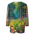 thumbnail image 4 of Tnhcen Hauts Basiques à Manches 3/4 Col Rond Imprimé Floral d'Automne pour Femmes - Grande Taille Chemises Amicales d'Automne P-3TG, 4 of 5