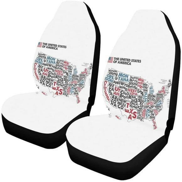 POGLIP Set of 2 Car Seat Covers Vintage World Map Universal Auto Front Seats Protector Fits for Car,SUV Sedan,Truck