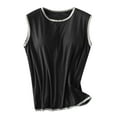 thumbnail image 2 of Puntoco Camisetas de cuello cuadrado para mujer, top informal de verano de gran tamaño a la moda de color sólido con cuello redondo, camiseta sin mangas, 2 of 5