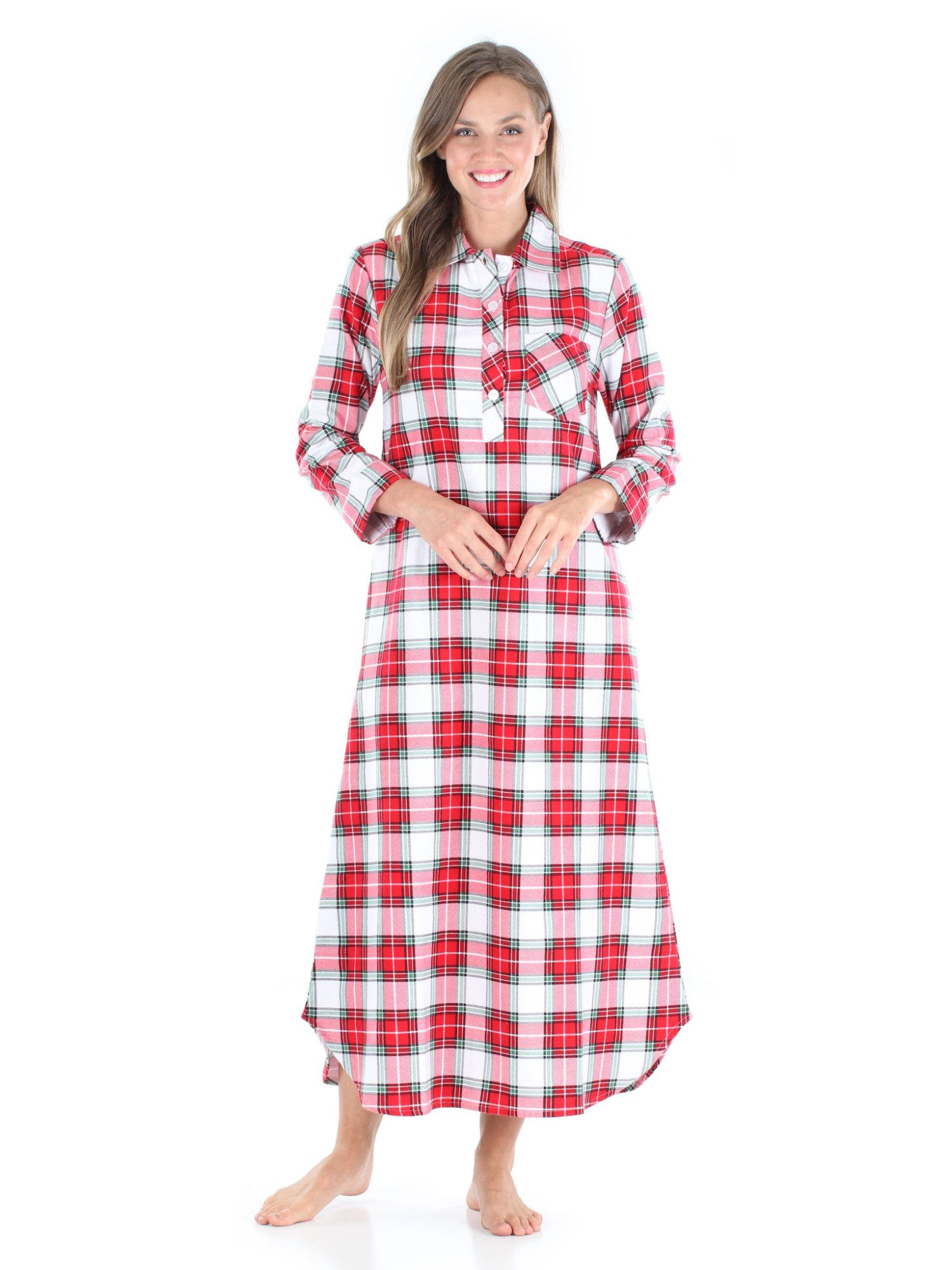 SleepytimePJs Matching Family Christmas Pajama Sets, Red & White Plaid Flannel - image 2 of 6