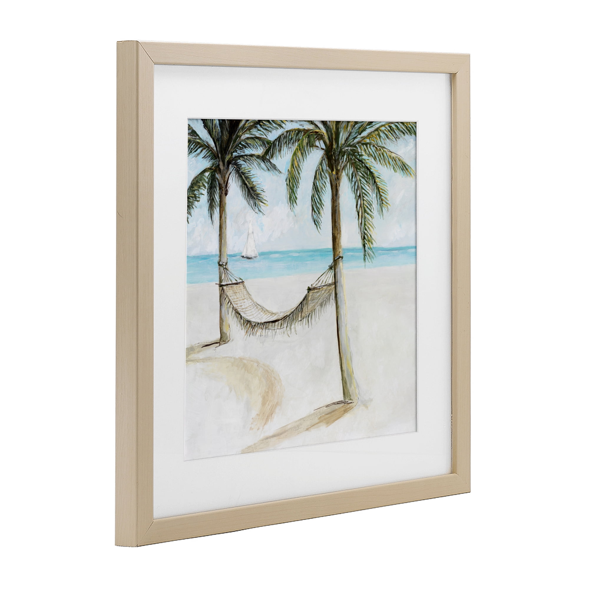 Stupell Industries Beach Hammock Coastal Scene Birch Framed Print Under Glass, design by Lorenzo Collective
