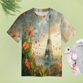 thumbnail image 4 of Blossoming Paris Eiffel Tower Women's T-Shirt Short Sleeve T Shirts Tops Tee Ladies Loose T, 4 of 6