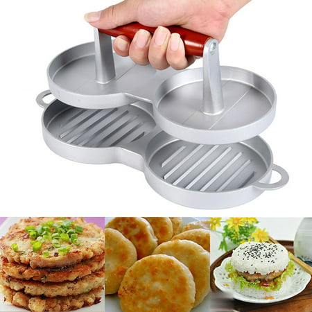 Asewin Aluminum Double Burger Press Hamburger Meat Beef Grill Patty Maker Kitchen (Best Hamburger Patties For The Grill)