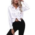 thumbnail image 1 of Innerwin Shirts Long Sleeve Ladies Tunic Tops Office Button Down Soft Blouse White L, 1 of 5