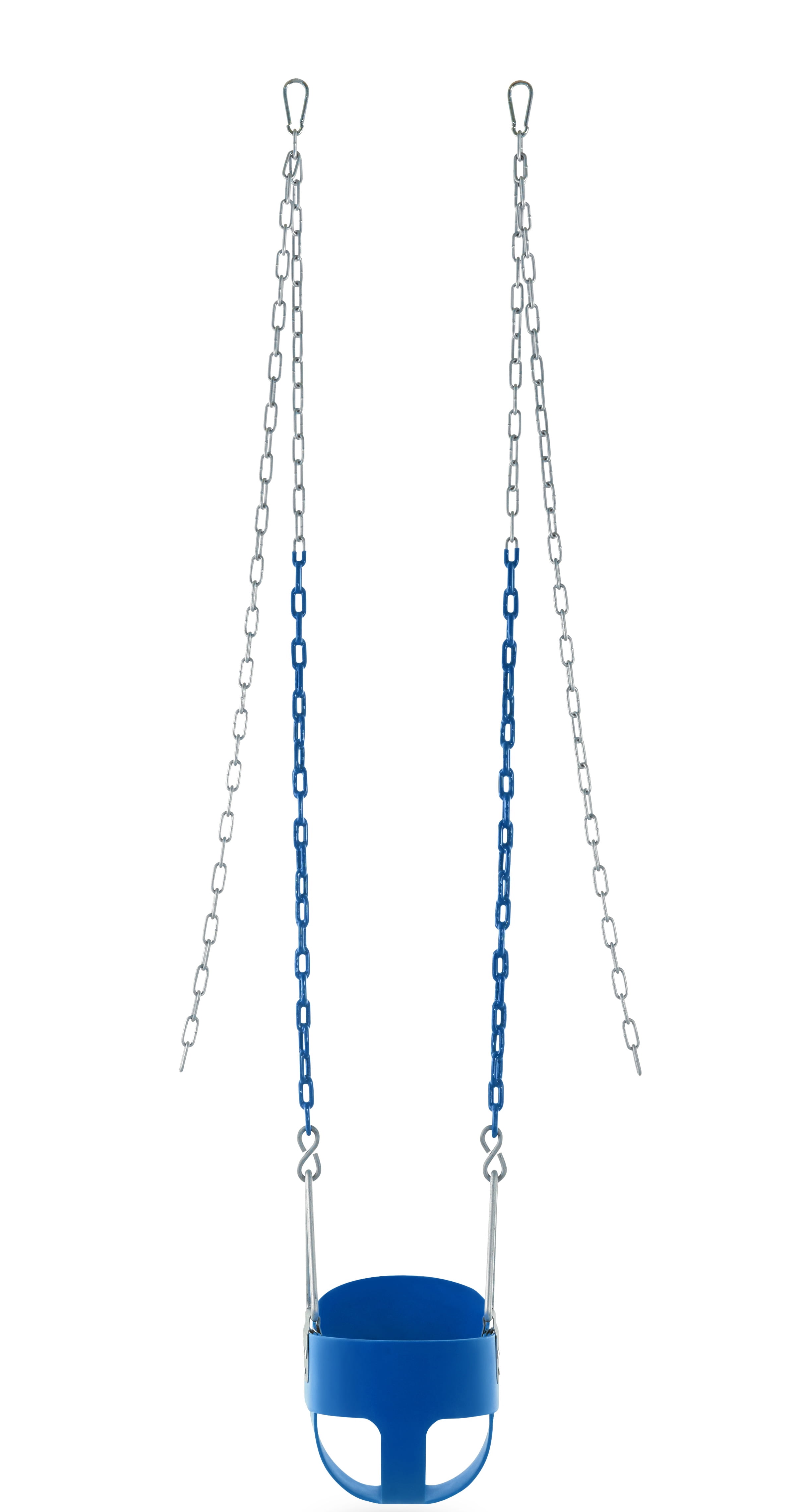 Outdoor Heights High Back Full Bucket Toddler & Baby Swing Set for Backyard Swing with Vinyl Coated Chain (2, Blue)