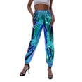 thumbnail image 3 of ORQ Women Solid Street Hip-Hop Party Laser Sport Casual Pant, 3 of 5