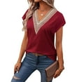 thumbnail image 3 of Fantaslook Lace Womens Blouses Cap Sleeve V Neck T Shirts for Women Summer Casual Tops, 3 of 9