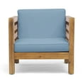 thumbnail image 6 of GDF Studio Cascada Outdoor Acacia Wood Club Chair with Cushion, Teak and Blue, 6 of 11