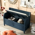thumbnail image 2 of Triple Tree Rustic Storage Bench with Safety Hinge and Split Cushion, Antique Navy, 2 of 7