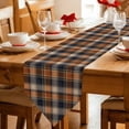 thumbnail image 2 of Orange Blue Plaid Table Runner Linen Burlap Table Runner 72 Inches Long Farmhouse Checkered Buffalo Fall Dresser Scarves for Kitchen Island Coffee Dining Room Party Wedding Holiday Decoration 14"x72", 2 of 8