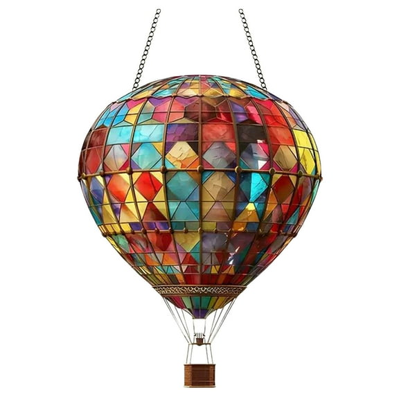 Hot Air Balloon Solar Lantern with Flickering Flame Light,Outdoor Solar Hanging Lights Waterproof for Garden Yard Farmhouse Patio Pathway Decoration,A