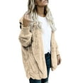 thumbnail image 3 of Fangasis Women Coat Hooded Jacket Cardigan Outwear Ladies Warm Overcoats Fuzzy Travel Beige M, 3 of 6