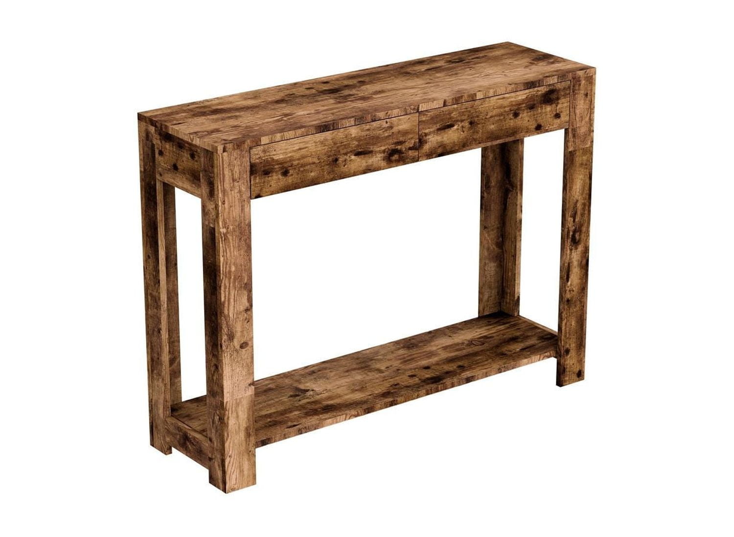 Safdie & Co. Console Table 40L Brown Reclaimed Wood 2 Drawers 1 Shelf