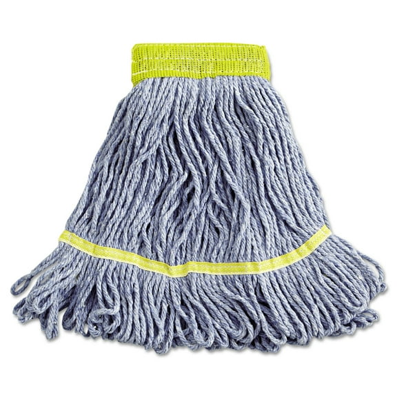 Super Loop Wet Mop Head, Cotton/Synthetic Fiber, 5" Headband, Small Size, Blue, 12/Carton
