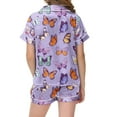 thumbnail image 4 of Jamsmile Toddler Girls Outfits Sets Silk Satin Sleepwear Butterfly Print Short Sleeve Shirts With Shorts Children Girls Nightwear, 4 of 5