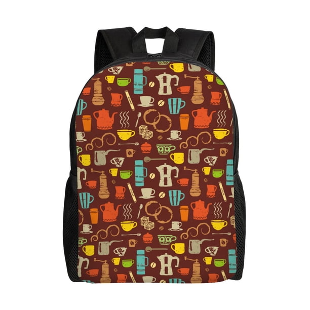 Disketp Retro Coffee Mochila Unisex de Apertura Lateral Completa, Mochila para Laptop para Escuela, Trabajo y Viajes