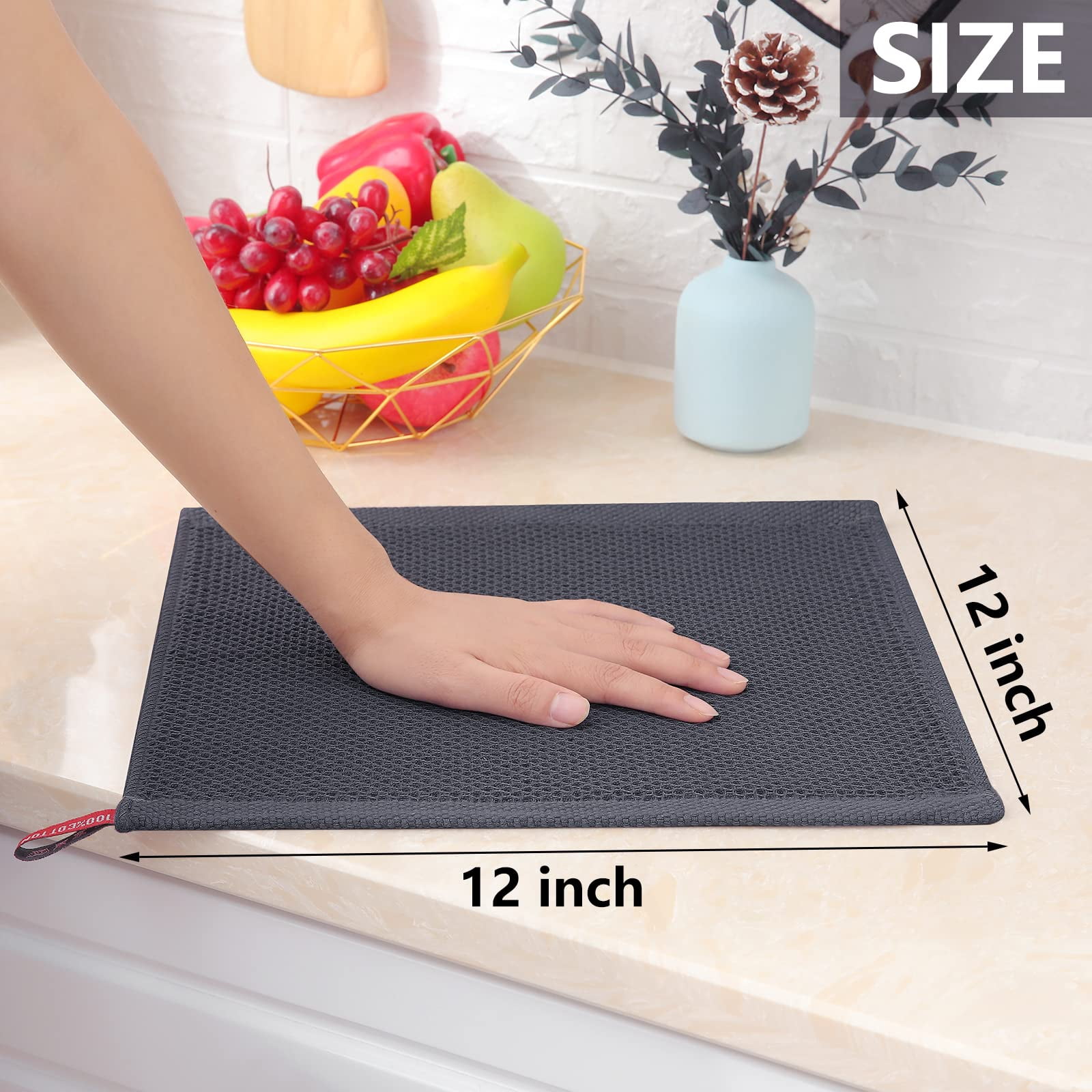 Howarmer Brick Red Kitchen Dish Towels, 100% Cotton Dish Cloths for Washing  Dishes, Super Soft and Absorbent Waffle Weave Dish Rags, 6 Pack