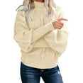 thumbnail image 3 of Ladies Classic Clothes for Women Mid Neck Sweater Loose Long Sleeve Knit Solid Color Sweater Pullover Top Striped Sweaters Sweater with Hoodie for Men Women Pullover Sweaters for Winter Mens Big An, 3 of 6