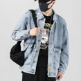 thumbnail image 4 of Chaqueta vaquera para hombre, con botones empalmados japoneses, abrigos vaqueros para hombre, moda estética de otoño e invierno, gran tamaño, 2024, tela de gran tamaño, 4 of 4