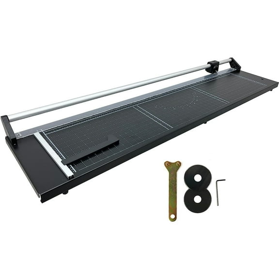 INTBUYING 48'' Rotary Paper Trimmer Cutter with Grid Lines & 2 Spare Blades