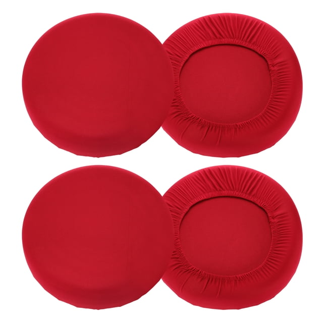 Uxcell 4 Pack Fundas de Taburete Redondas 16-20" Lavables a Prueba de Polvo con Elástico Rojo Fluorescente
