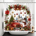 thumbnail image 5 of Red Christmas Shower Curtain,Truck Snowman Winter Holiday Bathroom Curtain 47 x 72 Inch,Polyester Fabric Waterproof Bath Decor with Hooks, 5 of 6