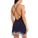 thumbnail image 2 of Ropa de dormir de verano para mujer, camisón Sexy con cuello en V, camisón informal, pijama de encaje cómodo, ropa de dormir de vendaje de Color sólido negro xuanjing unisex, 2 of 2