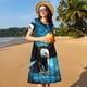 thumbnail image 4 of Balery Night Sky Forest Bald Eagle Vestidos sueltos de manga corta para mujer, vestidos de verano 2025, vestidos casuales de corte A con vuelo., 4 of 6
